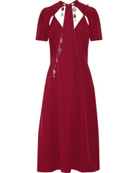 Burgundy Cutout Midi Dress