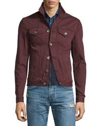 burgundy jean jacket mens