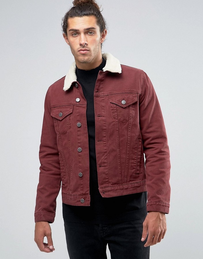 Maroon Denim Jacket, Men's Fashion, Coats, Jackets and Outerwear on  Carousell-sgquangbinhtourist.com.vn