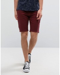 Asos Denim Shorts In Skinny Burgundy