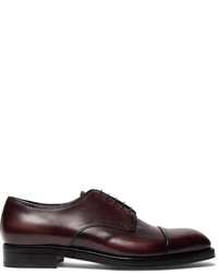 Prada Cap Toe Burnished Leather Derby Shoes
