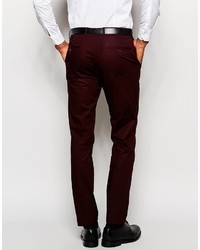 Asos Brand Skinny Suit Pants In Poplin In Burgundy