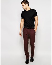 Asos Brand Slim Suit Pants In Burgundy