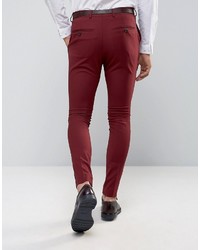 Selected Homme Super Skinny Suit Pants In Burgundy