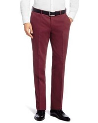 Hugo Boss T Gabin Slim Fit Italian Cotton Textured Dress Pants 34r Open Red