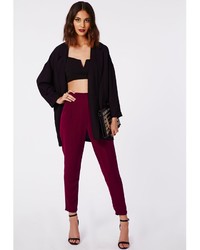 Missguided Louisa Pleat Front Tapered Leg Trousers Burgundy