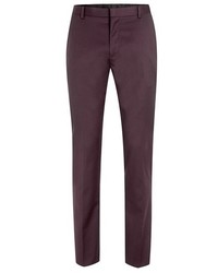 Topman Skinny Fit Burgundy Wool Blend Suit Trousers