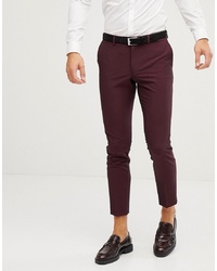 Burton Menswear Skinny Fit Suit Trousers In Berry