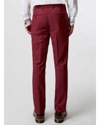 Topman Burgundy Skinny Fit Suit Pants