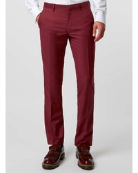 Topman Burgundy Skinny Fit Suit Pants
