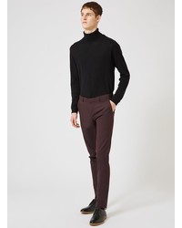 Topman Burgundy Textured Twill Ultra Skinny Fit Dress Pants