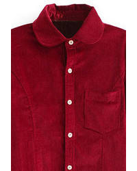 Asymmetric Red Corduroy Shirt
