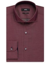 Hugo Boss Jery Slim Fit Spread Collar Italian Cotton Contrast Details Dress Shirt