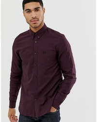 Fred Perry Oxford Shirt In Burgundy
