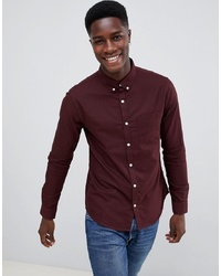 New Look Regular Fit Oxford Shirt In Burgundy