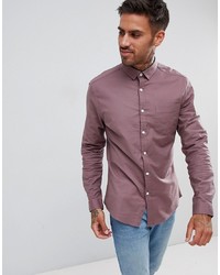 ASOS DESIGN Slim Oxford Shirt In Purple