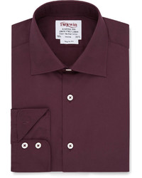 T.M.Lewin Limited Edition Regular Fit Burgundy Poplin Shirt