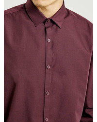 Topman Burgundy Long Sleeve Dress Shirt