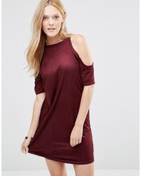 AX Paris Cold Shoulder Dress In Suedette