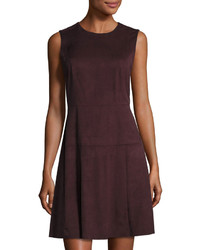 Bagatelle Faux Suede Sleeveless A Line Dress Burgundy