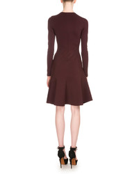 Givenchy Long Sleeve Crepe Jersey Handkerchief Dress Burgundy