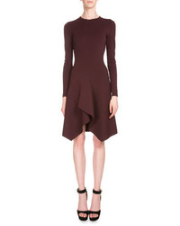 Givenchy Long Sleeve Crepe Jersey Handkerchief Dress Burgundy