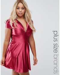 Club L Plus Pam Skater Dress In Satin