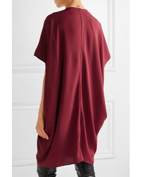 Hatch The Slouch Draped Crepe De Chine Mini Dress Burgundy