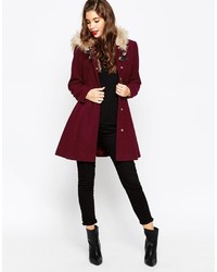 Asos Collection Duffle Coat With Faux Fur Hood