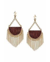 House Of Harlow 1960 Tassel Crescent Earrings In Red