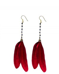 Oscar Bijoux Wine Red Feather Earrings
