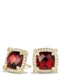 David Yurman Chatelaine Pave Bezel Stud Earring With Garnet And Diamonds