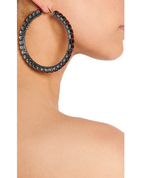 Givenchy Earrings In Gunmetal Tone Brass And Burgundy Crystal