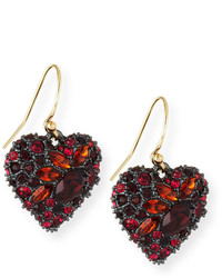 Alexis Bittar Encrusted Black Cherry Heart Earrings