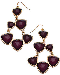 Blu Bijoux Gold And Triangular Burgundy Chandelier Earrings