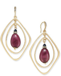 INC International Concepts Gold Tone Burgundy Bead Orbital Drop Earrings Only At Macys