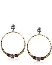 Kenneth Cole New York Bond And Burgundy Mixed Faceted Stone Gypsy Hoop Earrings