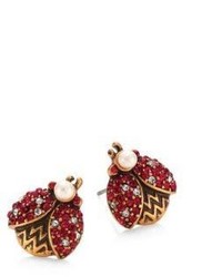 Marc Jacobs Ladybug Crystal Faux Pearl Stud Earrings