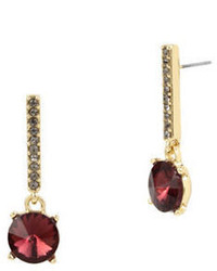 Kenneth Cole New York Pave Stick Burgundy Faceted Stone Drop Earrings