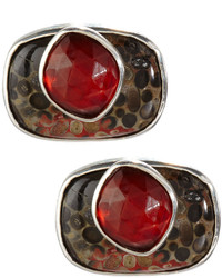 Stephen Dweck Stacked Iolite Amber Button Earrings