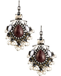 Lydell NYC Statet Cabochon Crystal Simulated Pearl Drop Earrings Multi