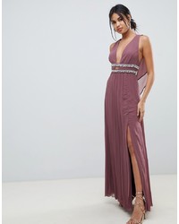 ASOS DESIGN Maxi Dress In Pleat With Embellished Tape Detail