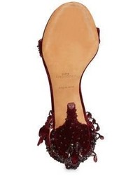 Givenchy Kali Line Embellished Velvet Ankle Strap Sandals