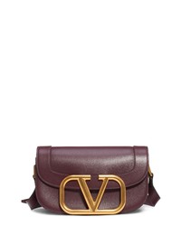 Burgundy Embellished Leather Satchel Bag