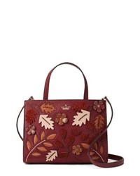 Burgundy Embellished Leather Tote Bag