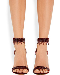 Givenchy Crystal Embellished Sandals In Burgundy Velvet Claret