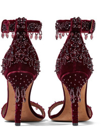 Givenchy Crystal Embellished Sandals In Burgundy Velvet Claret