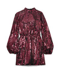 Burgundy Embellished Sequin Shift Dress