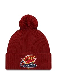 New Era Wine Cleveland Cavaliers 2021 Nba Tip Off Team Color Pom Cuffed Knit Hat In Burgundy At Nordstrom