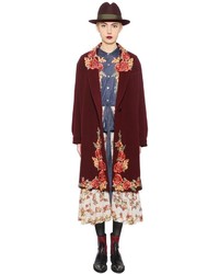 Antonio Marras Floral Embroidery Wool Blend Velour Coat